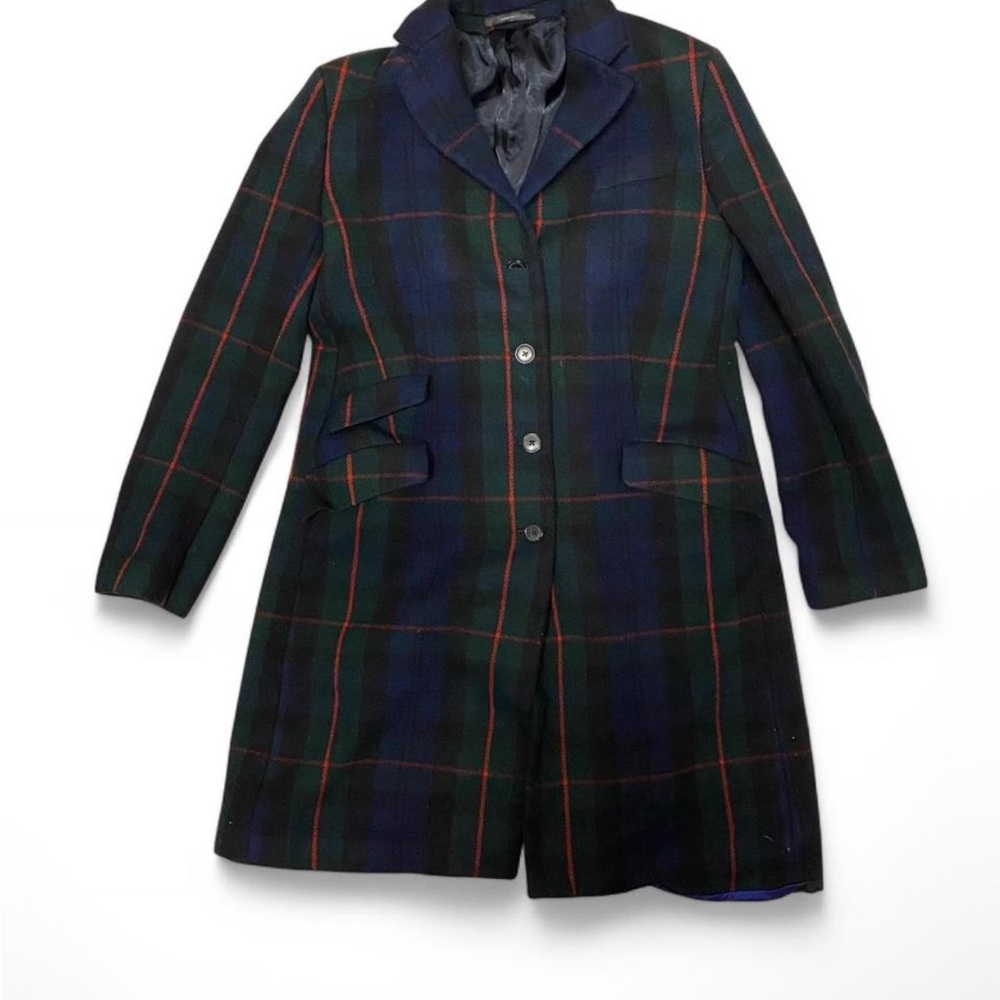 Paul Smith Green and Blue Trench Coat Classic Tartan Design